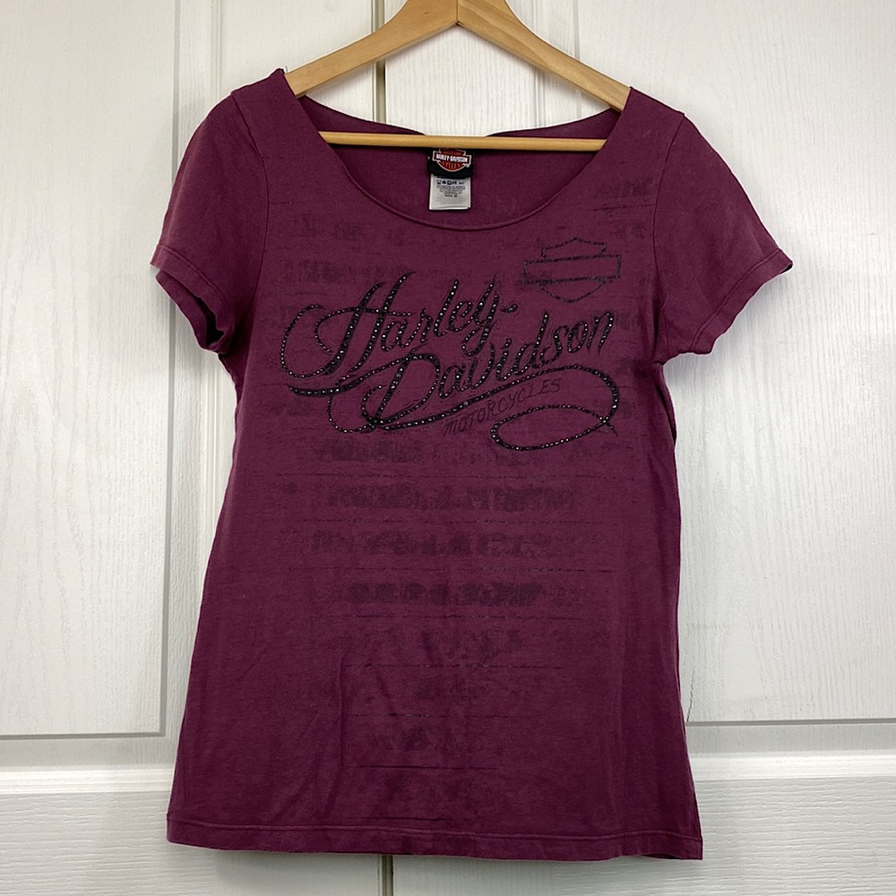 Harley Davidson Motor City, Michigan Bling Short sleeve Tee - Picture 1 of 7